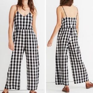 Madewell Gingham Spaghetti Strap Wide Leg Jumpsuit